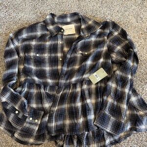 Lucky Brand Plaid Shirt in Black and White